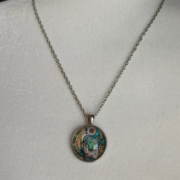 Owl Necklace and Earrings Set-Silver-Tone-Jewelry - Picture 2 of 8